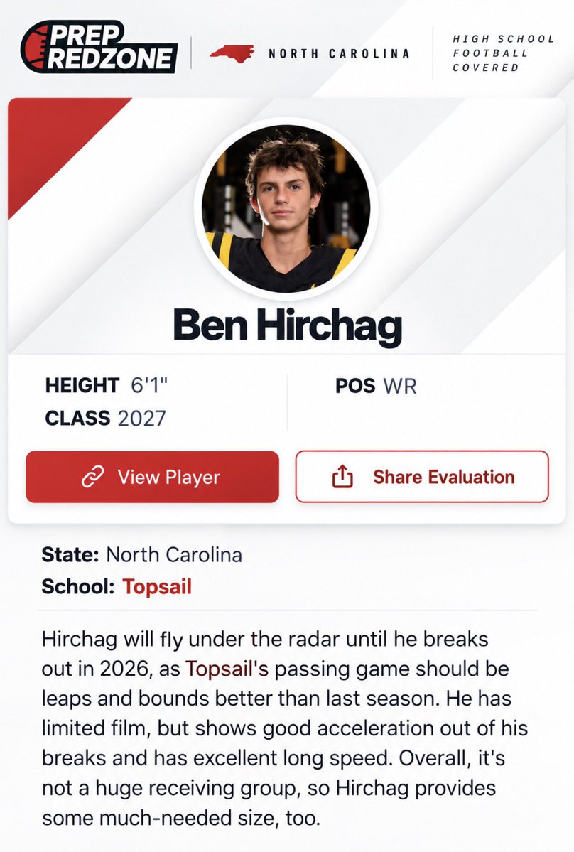 BenHirchag's tweet photo. Thank you to @PrepRedzoneNC for this write up from the beginning of 2026 season. @TopsailFootball 1-0 in Conference heading into week 2!!!! We’re Ready!!! #newteam #newcoach #samesquad https://t.co/2EcCTYQKeD