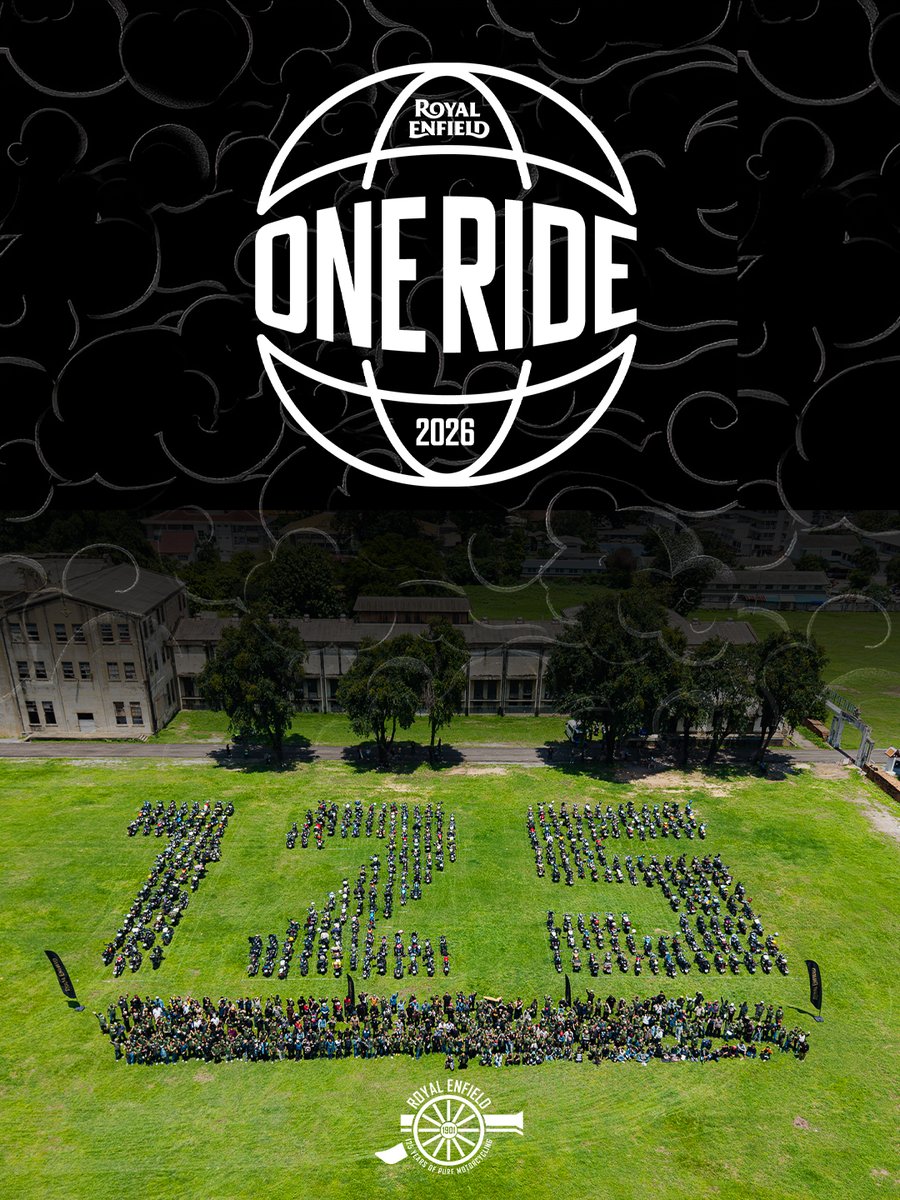 royalenfield's tweet photo. Same day. Different cities. Same spirit.

One Ride 2026 showed up in 1,400+ cities across 66+ countries: every machine, every rider, every horizon, part of the same mission.

#OneRide2026 #RoyalEnfieldRides #RoyalEnfield #RidePure #125YearsOfPureMotorcycling https://t.co/yNXZDWr23M
