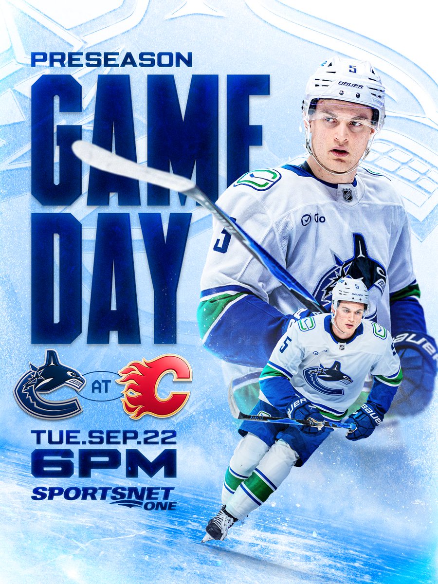 Canucks's tweet photo. Preseason hockey in the Saddledome! 🔥

🆚 Calgary Flames
⏰ 6 PM
📍 Calgary, AB
📺 SN1 https://t.co/fhhUvjJwro