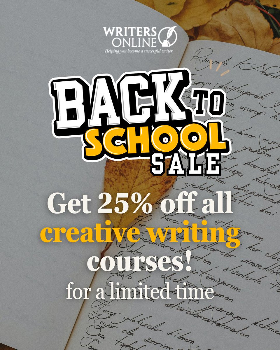 WritingMagazine's tweet photo. September Reset = Writing Upgrade. 📖

If you’ve been putting off that manuscript, waiting for the right time to start, or struggling with plot structure, this is your sign to take action.

Get 25% off all writing courses and turn your ideas into pages.

https://t.co/5eIevJEsWm https://t.co/ZfYTEXXxe7