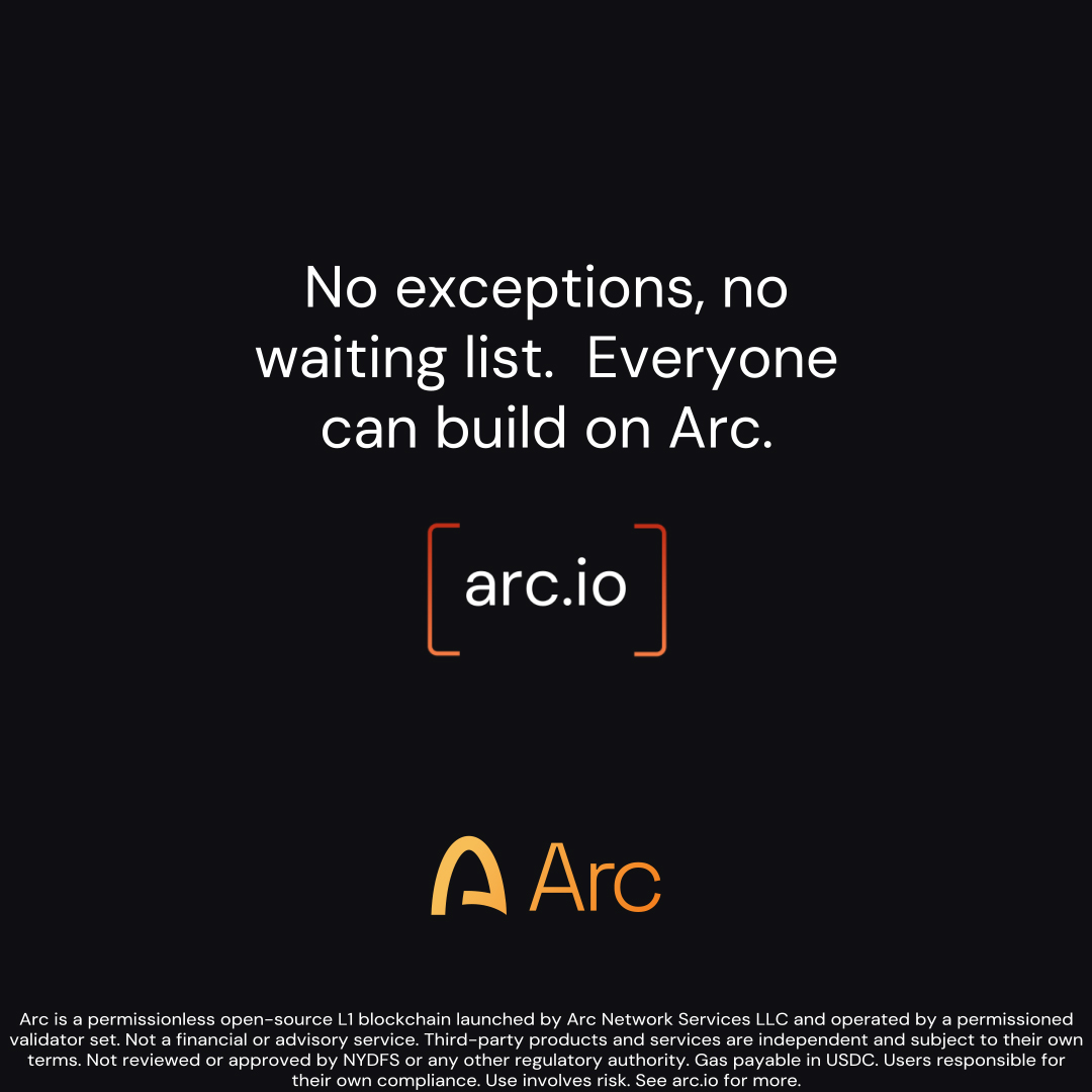 arc's tweet photo. One global economy thrives on a unified financial platform. Arc brings institutions and builders together on an open, enterprise-grade network built for scale.