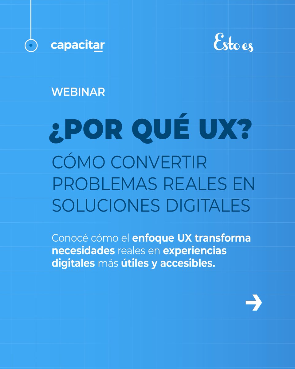 capacitar_'s tweet photo. ¿Querés convertir problemas reales en soluciones digitales útiles?
Sumate webinar de Capacitar junto a Esto Es.
30/9 | 11 h
Virtual, sincrónico y sin costo.
Inscribite acá https://t.co/VXE55UXB6d https://t.co/h55Yk0HMLT