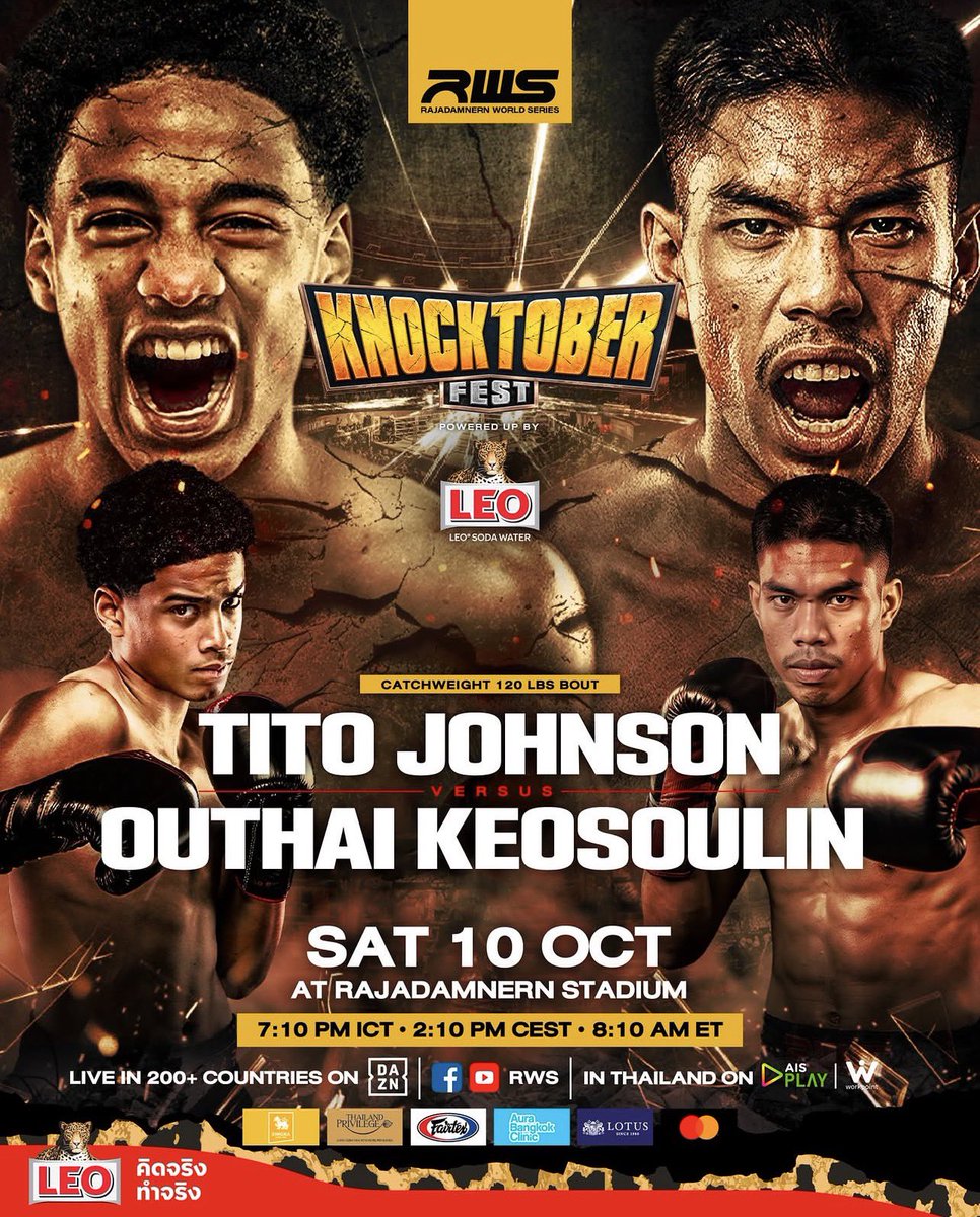 KickingZone's tweet photo. À seulement 15 ans, Tito Johnson🇺🇸 va faire ses débuts au RWS sur la carte du Knocktober Fest🔥

La jeune pépite du Petchyindee, qui vient de signer un contrat d’exclusivité de 5 ans avec le RWS, affrontera Outhai Keosoulin🇱🇦 pour son 1er combat au sein de l’organisation.

#RWS https://t.co/gv5DiknsA9