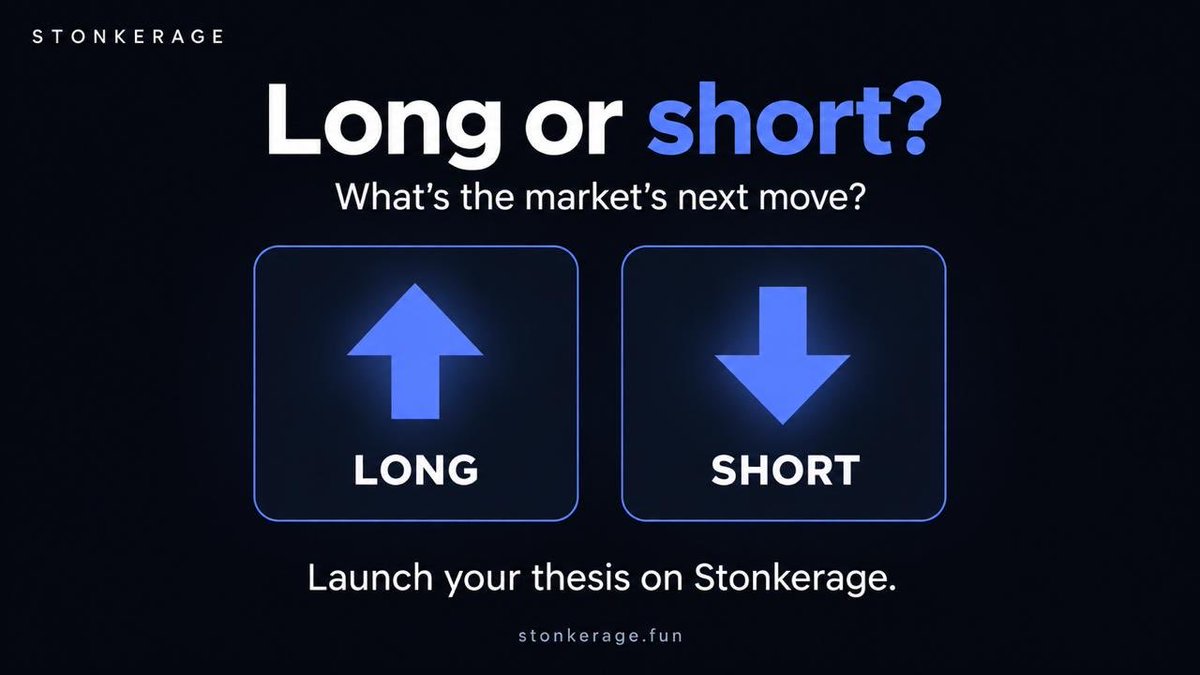 Stonkerage's tweet photo. What’s the market’s next move: up or down?

Are you long or short? Drop your thesis below.

Got a name to go with it? Launch a token on Stonkerage and let creator fees fuel your strategy.

https://t.co/sIA3dt8XsA https://t.co/zdLJPfYEQo