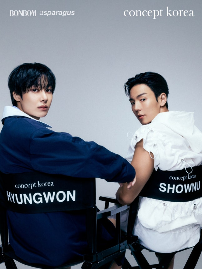 tang__kira's tweet photo. Shownu dan Hyungwon (MONSTA X) menjadi Official Ambassador program 'concept korea' untuk kolaborasi desainer fashion BONBOM &amp; asparagus.

Keduanya juga akan hadir di runway show 2027 S/S Concept Korea di Palais de Tokyo, Paris, pada 1 Oktober 2026.

https://t.co/OLD1JEGpgt https://t.co/10InHM9ep6