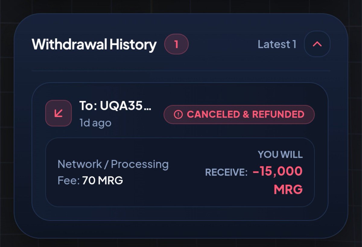 Wildsaeed's tweet photo. @MRG_Miner Even I didn't recive my withdrawal back 

Full of bugs 😞 https://t.co/Yrgpv8gwMH