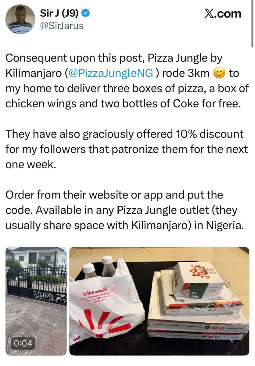 PizzaJungleNG's tweet photo. No long waka to get your favourite pizza. 

Just order from the Pizza Jungle app, available on the App Store and Play Store, or visit our website: https://t.co/RtD5RcvYQZ.

And don’t miss 10% OFF when you use the promo code JARUS at checkout.

#pizzajungle #promo https://t.co/Q91qNMgrzn