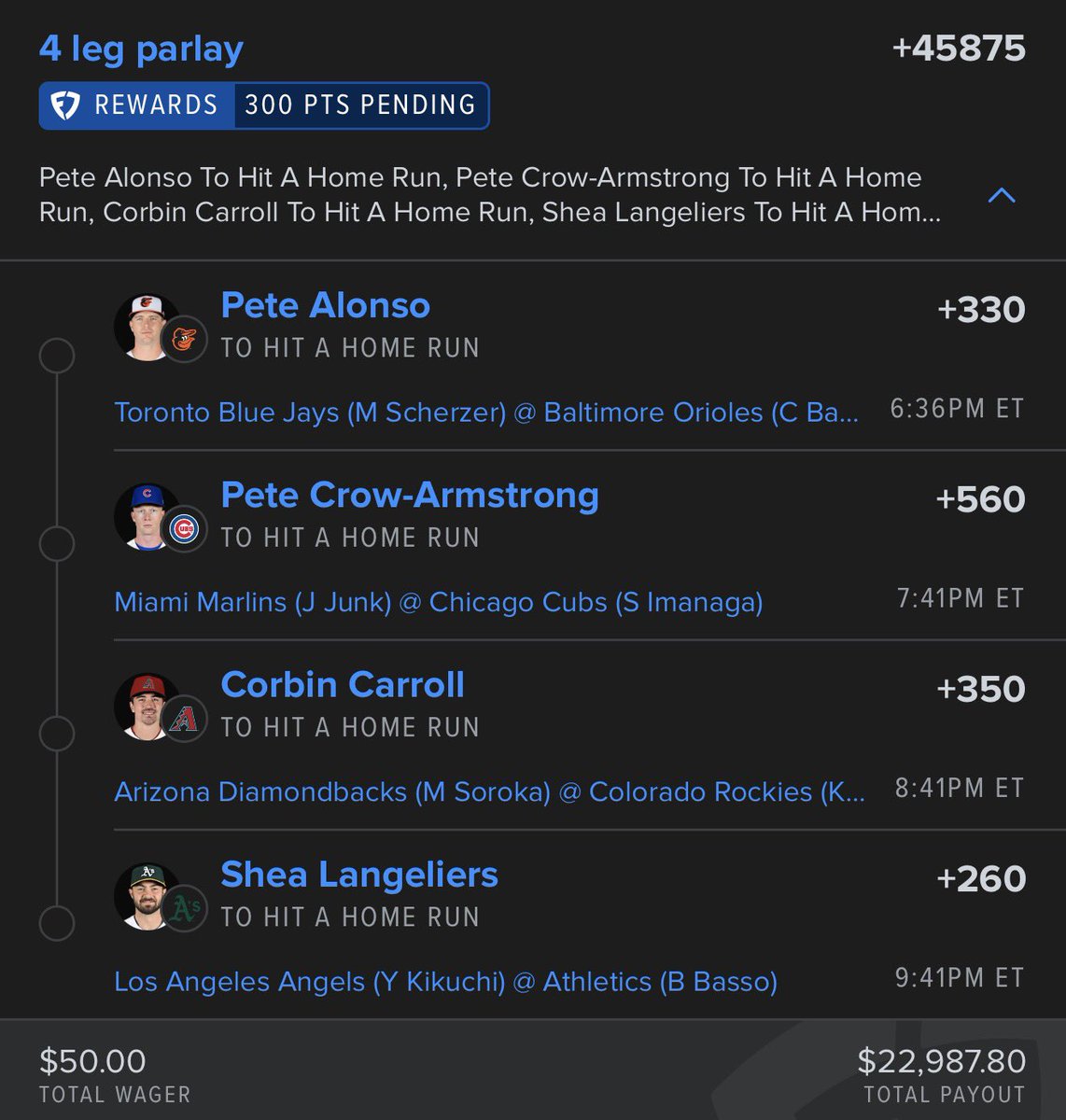 MCbets__'s tweet photo. 🚨 $50 → $22,987 

The FINAL DINGER TUESDAY of the SZN

🔗 TAIL: https://t.co/JWbrybtDpz

Ranked from @MCSportsHQ 

Tailing or fading? 👇 https://t.co/n5uRZgoOww