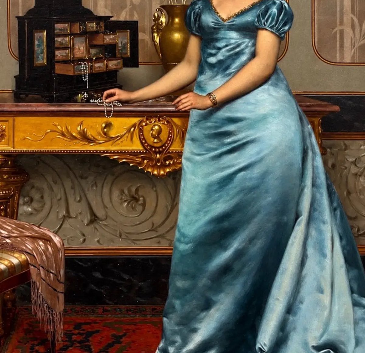 arrtbsg's tweet photo. الرسام الذي لم يرسم الحرير احد مثله ! الرسام فيتوريو ريجانيني 1858 يرسم الساتان والحرير والفساتين بدقة رائعة،جاء على بالي وانا ارسم تفاصيل الملابس باللوحتي الأخيرة • https://t.co/RIGjyWz2lO