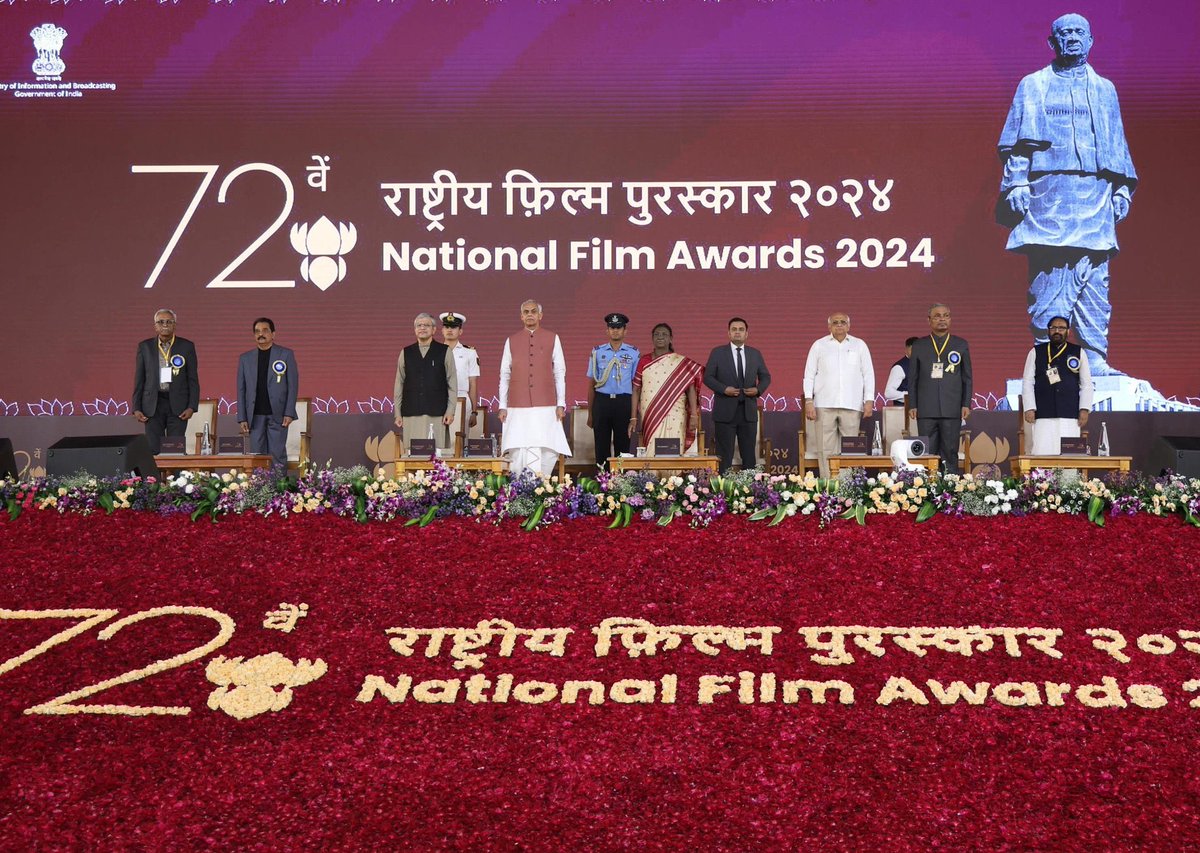sanghaviharsh's tweet photo. Lights, camera, Gujarat!

A moment of immense pride as Gujarat hosts the prestigious 72nd National Film Awards at Ekta Nagar, under the majestic presence of the Statue of Unity.

From welcoming the finest talent of Indian cinema to celebrating their remarkable achievements, Gujarat is honoured to host this national celebration. Mehmaan-nawazi toh Gujarat ke khoon mein hai!

Heartiest congratulations to all the winners and awardees for their outstanding contribution to Indian cinema.

#NationalFilmAwards