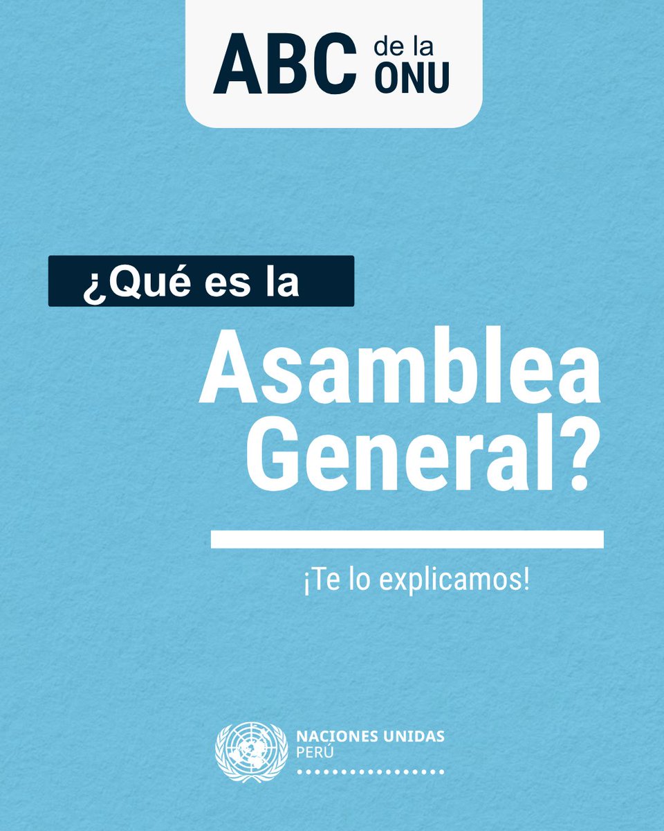 ONUPeru's tweet photo. 🌎 La Asamblea General de las Naciones Unidas está celebrando su 81.º período de sesiones y Perú también es parte.

🔗 Conoce más sobre la Asamblea General aquí: https://t.co/4MzQvqGSkz https://t.co/iUBRNZbvYz
