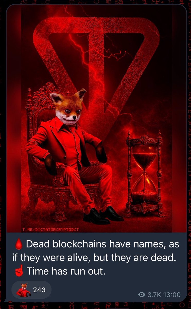 ApexPredatonDCT's tweet photo. @0xJeribond Time has ran out for dead chains in the future. https://t.co/yfKz3PpWjT