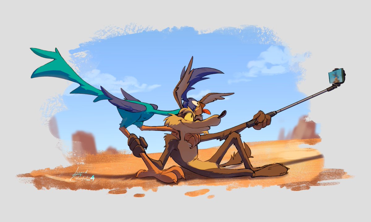 colorlizard4's tweet photo. Me parece tierno estos dos 🫶 
#looneytunes #wileecoyote #roadrunner https://t.co/QBEE7NgYzO