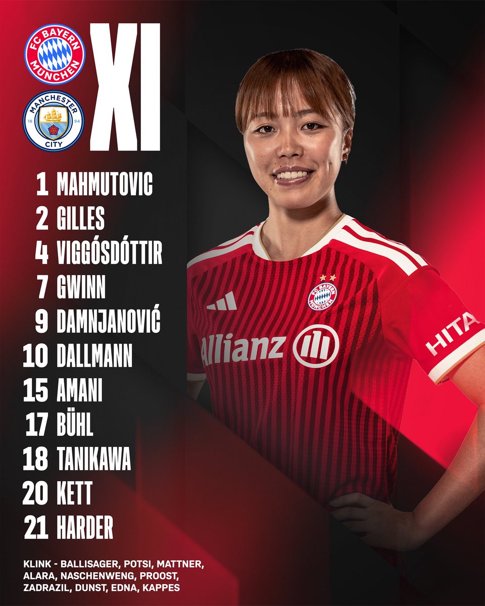 FCBfrauen's tweet photo. Unsere 𝑺𝑻𝑨𝑹𝑻 𝑿𝑰 für das erste Champions League Spiel im Sportpark! 🔴🏟️ https://t.co/F6BHb8bpuQ