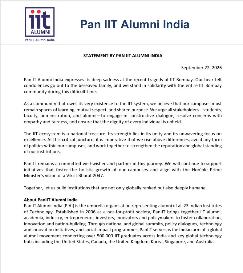 Raajeev_Chopra's tweet photo. STATEMENT BY PAN IIT ALUMNI INDIA
#IITBombayProtest #IIT_Mumbai #ProfessorSuryanaryan #ProfSuryaNarayan https://t.co/NGUyrEgD1T
