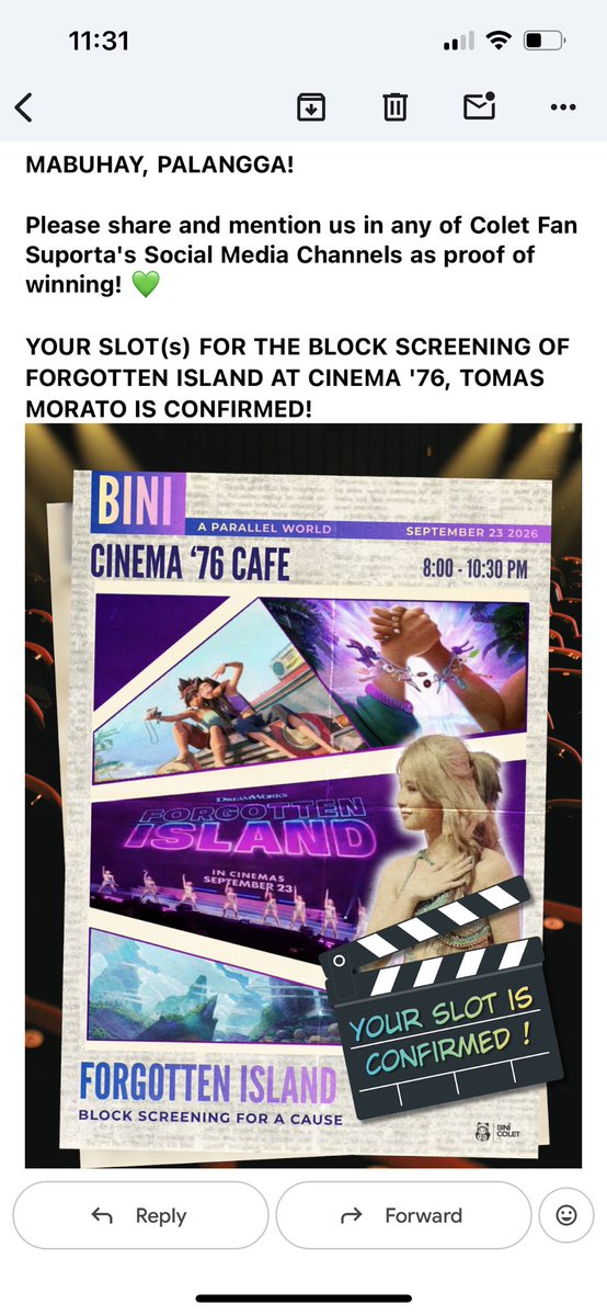 JVLaysn_'s tweet photo. Thank you @coletfansuporta 🥹🫶🏼 waaaahhh 💚

#BINIxForgottenIsland 
#ForgottenIslandBlockscreening
#BINI_AParallelWorld https://t.co/NBc9joduZ0