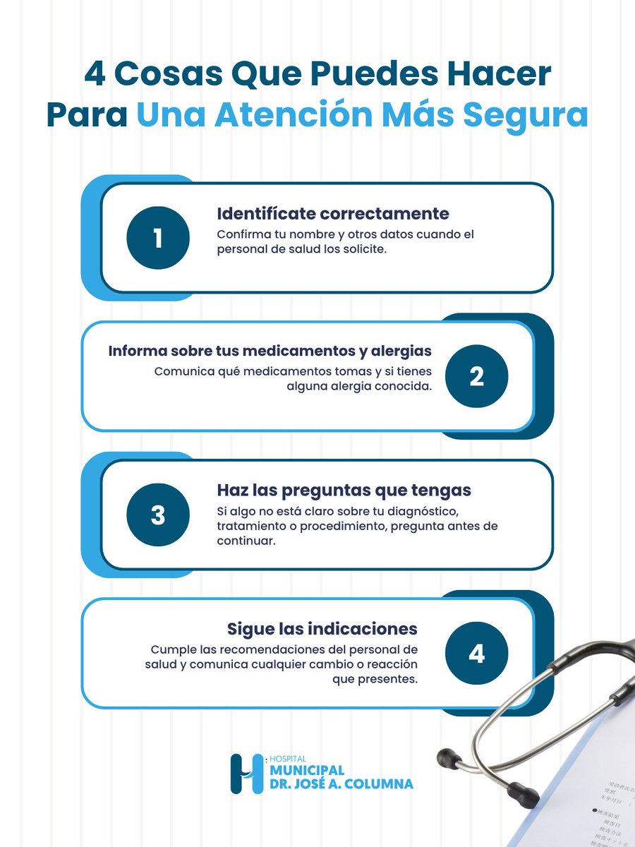 HospJose's tweet photo. Estas son las 4 cosas que definitivamente puedes hacer para que tu atención sea mas segura y viable. 🙌 https://t.co/codmzsnVxS