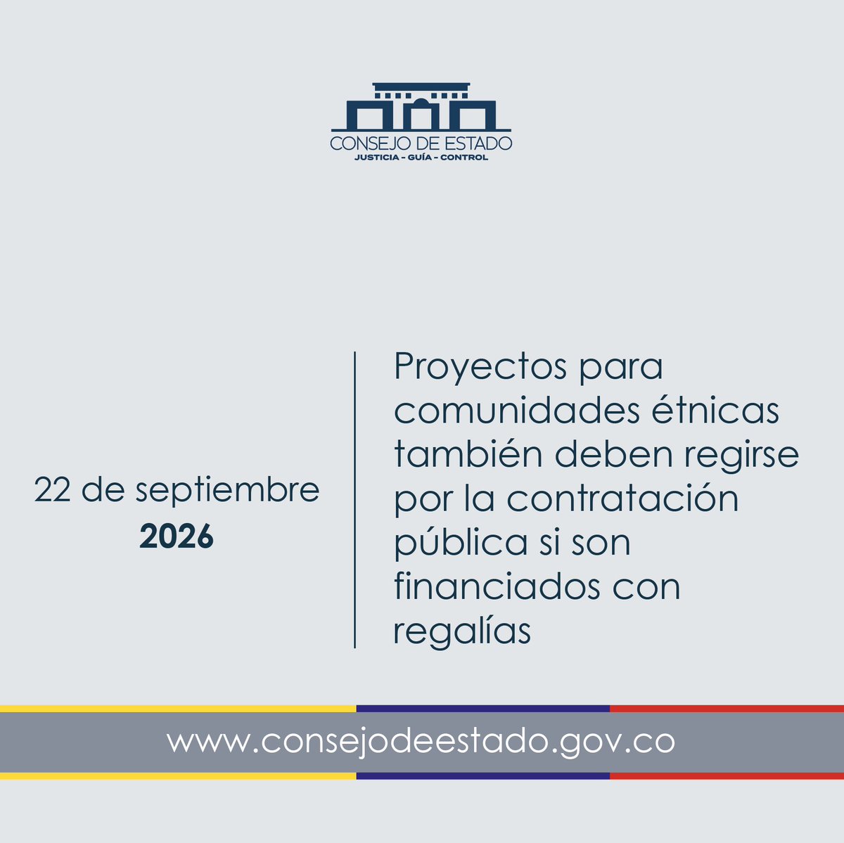 consejodeestado's tweet photo. Proyectos para comunidades étnicas también deben regirse por la contratación pública si son financiados con regalías 

➡️Ver más: https://t.co/WTGd85Sqvu https://t.co/qgFUGtTcnx