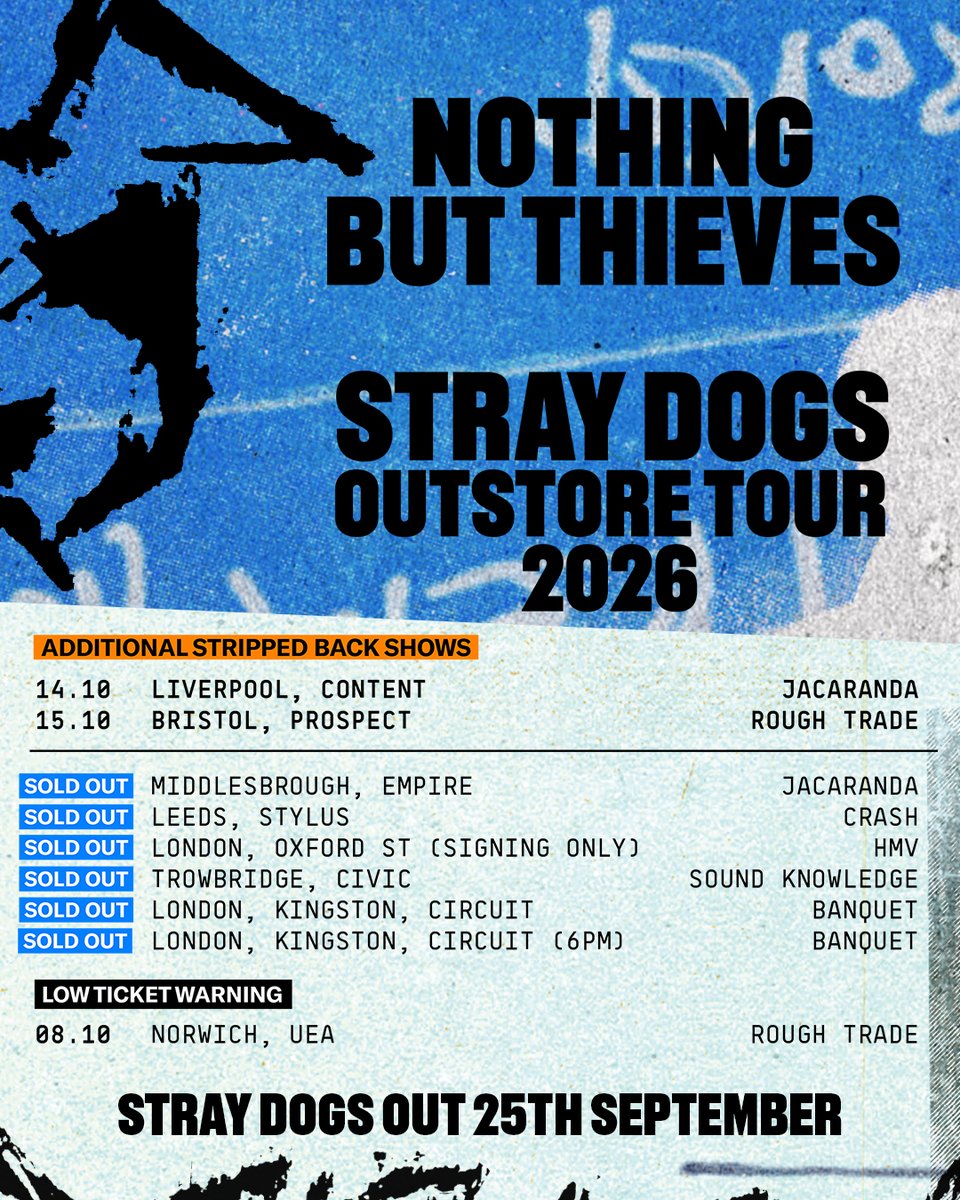 NBThieves's tweet photo. :: Liverpool and Bristol... ask and you shall receive. We've added some new shows to our Outstore Tour in October. Album and ticket bundles on sale 10am tomorrow. Norwich only a few tickets remaining, don't miss out.
https://t.co/0i8m6ZlMoH :: https://t.co/UAv3XnrNYB