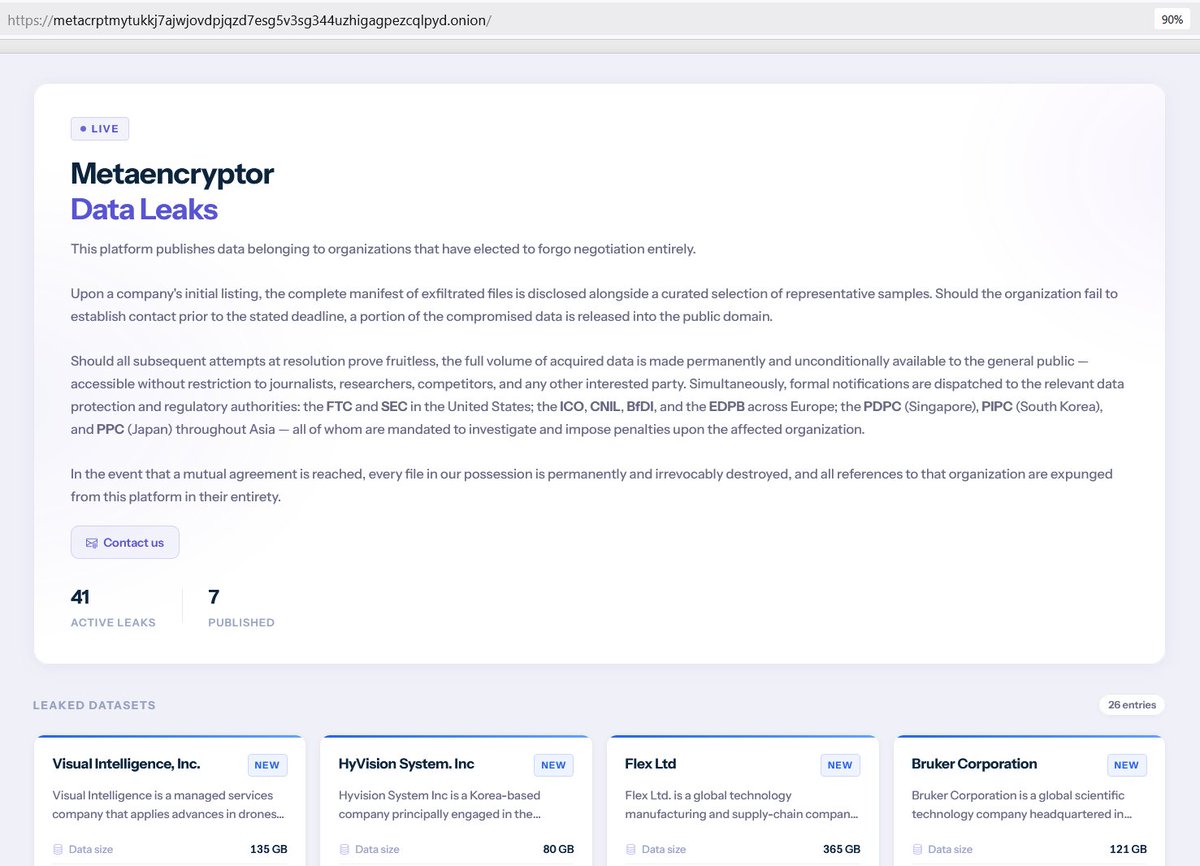 RakeshKrish12's tweet photo. #METAENCRYPTOR #RANSOMWARE FROM UKRAINE 🇺🇦

DLS: 
https://t.co/JkGPXCq2Qn
https://t.co/T4uRnY0yzB

http://176.97.114[.]92:9080/
https://176.97.114[.]92:9443/
AS6698 
Virtual Systems LLC

#OSINT #malware #security #hack #darkweb #databreach #dataleak #Privacy #CyberSecurity #TOR https://t.co/fxGcUe4uax