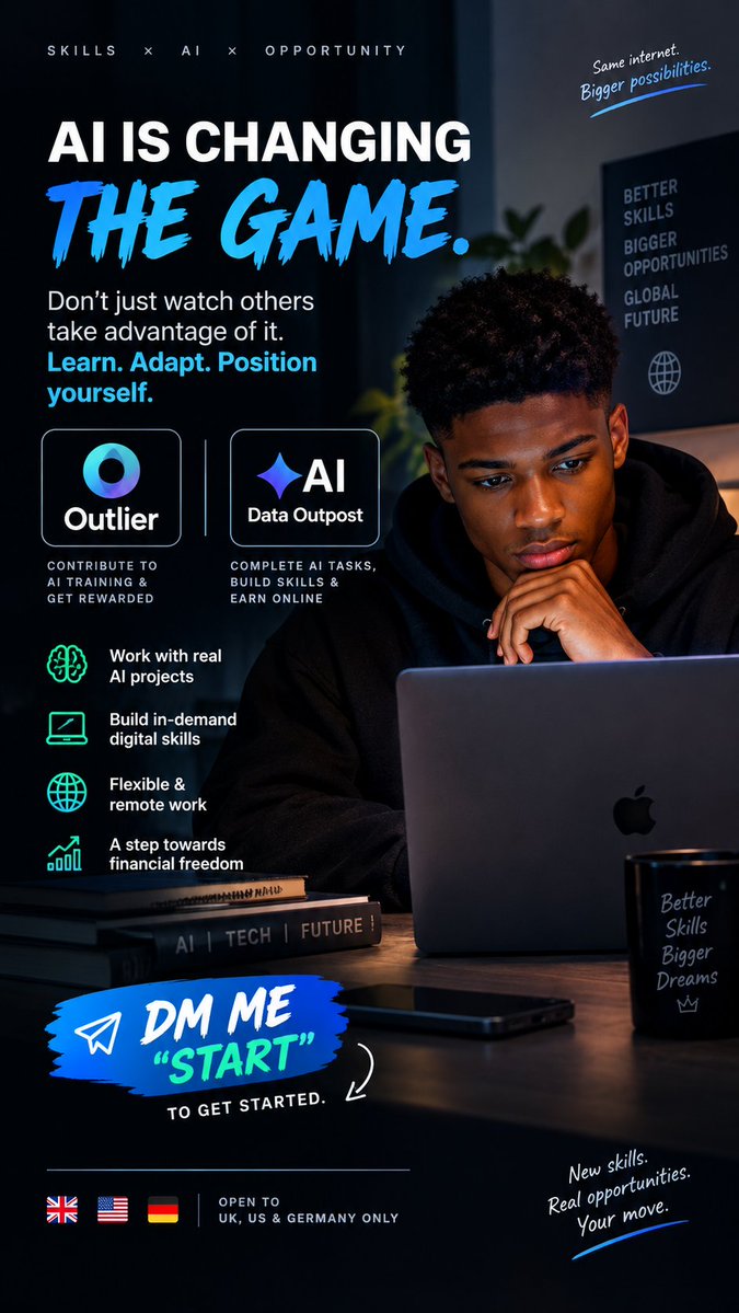 PaulFelixvv's tweet photo. The future belongs to those who adapt. AI is creating new ways to work, learn, and earn—don’t just watch the revolution; position yourself within it. Explore Outlier and AI Data Outpost, develop valuable skills, and turn opportunity into progress. 

"DM me to get started"📊 https://t.co/jMemvv4CdT
