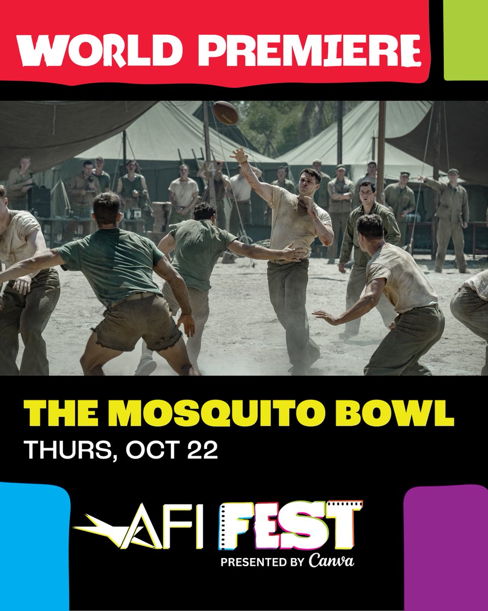 AFIFEST's tweet photo. The World Premiere of @mosquitobowl is coming to the #AFIFEST presented by @Canva on Oct 22 at the historic @ChineseTheatres! 

Directed by Peter Berg, the film stars Nicholas Galitzine, Bill Skarsgård, Ray Nicholson &amp; Tom Francis.

Buy passes now at https://t.co/SbS2iAurVG! https://t.co/Q5iowUjrLA