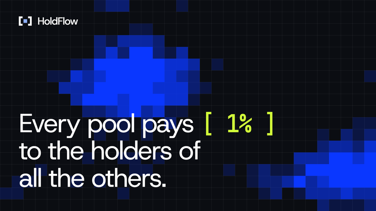 HoldFlow_'s tweet photo. HoldFlow is a launchpad on Robinhood Chain with one rule: the trading fees of every token go to the holders of all the other tokens

Every token trades in its own Uniswap v4 pool. Every pool charges 1%. That 1% goes to everyone holding a different token on the board https://t.co/OiKU1ZBW6m