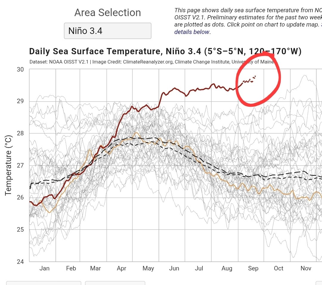 meteo_sureste's tweet photo. Los adjetivos se van a quedar cortos para lo que viene. Van a tener que ir creando una nueva línea en el eje X para poner el 31°

ElNiño 26-27 será recordado. 🌡 https://t.co/hpb9Hejhef