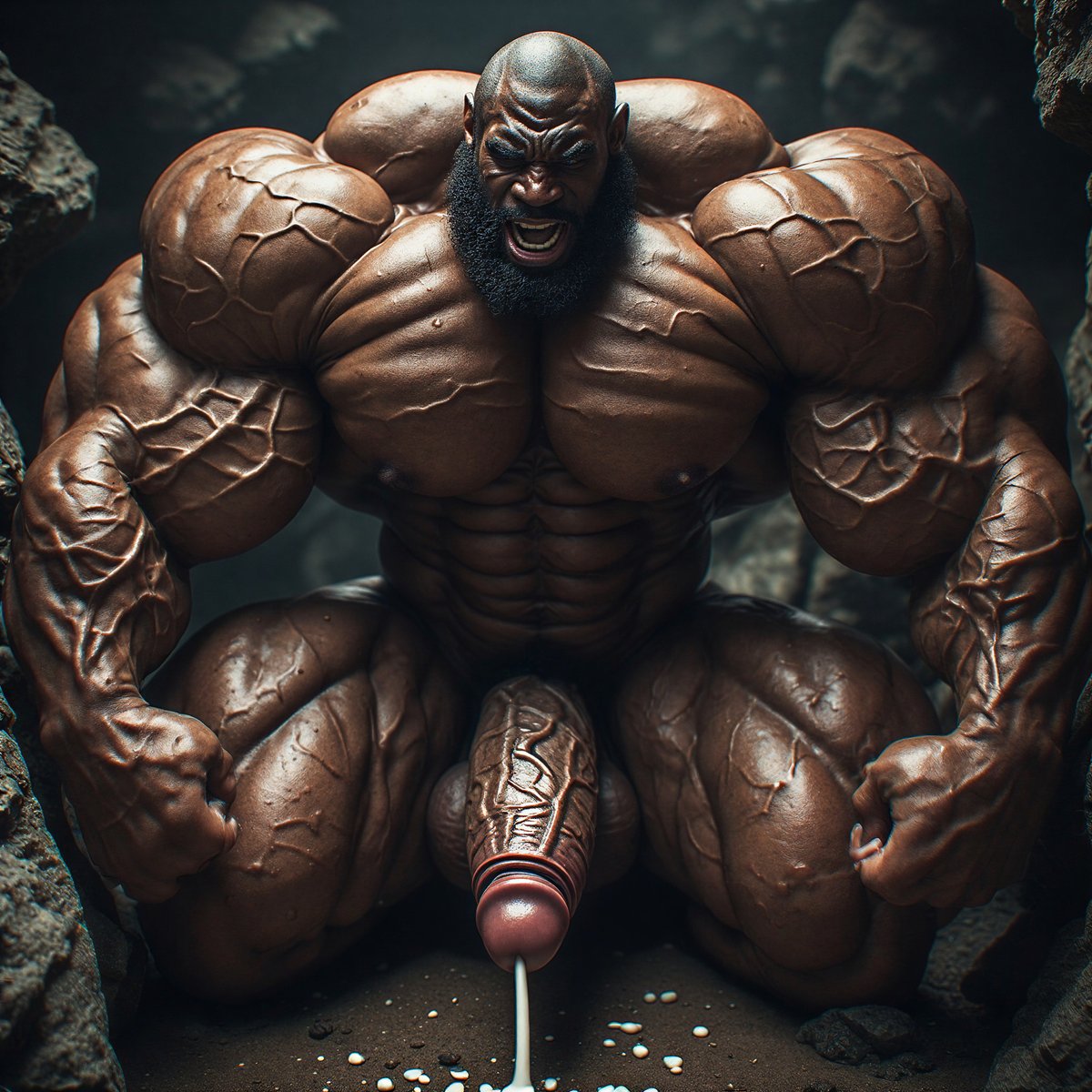 thehuuuge's tweet photo. He grew and grew and grew and then... bam. #AIart #AIMens #MuscularGay #hugepenis #bodybuilderai #muscleai #musclefreak #musclealpha https://t.co/Uj53RVC0Me