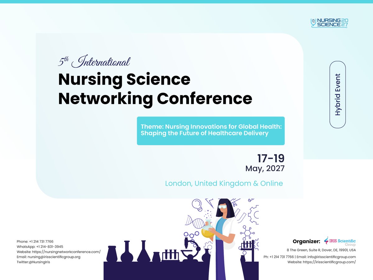 NursingIris's tweet photo. 🩺 #NursingScience2027 

🌍Join leading #nursing professionals, researchers &amp; healthcare experts for an inspiring global conference! 

Share your research, exchange ideas &amp; connect with peers worldwide.
https://t.co/vIvO7w5rhc

#NursingConference #NursingConference #Healthcare https://t.co/UML10Mwere