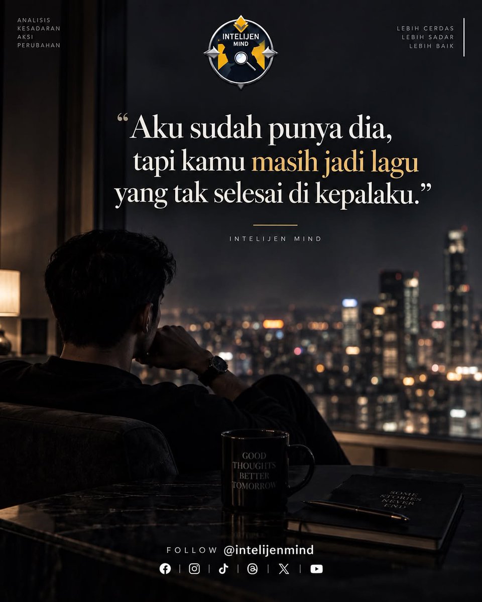 Intelijen_Mind's tweet photo. Ada yang sudah memiliki tempat di hidupmu, tapi masih ada satu nama yang diam-diam belum selesai di pikiranmu. Tidak semua yang dirindukan harus kembali. — Intelijen Mind FOLLOW @intelijenmind #IntelijenMind #KataHati #TentangPerasaan #MasaLalu #Overthinking #Kehidupan https://t.co/8zViqkc9Rl