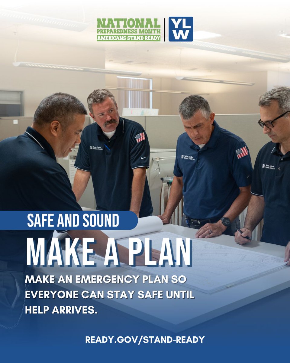 YLWD's tweet photo. September is National Preparedness Month!

Being prepared starts with a plan. Learn more about YLWD’s Local Hazard Mitigation Plan (LHMP) at https://t.co/2bhTFWefTe.

You can prepare too! Visit https://t.co/yX3anL5lxB to learn how you can help keep your family and community safe. https://t.co/6BD1cPunU7