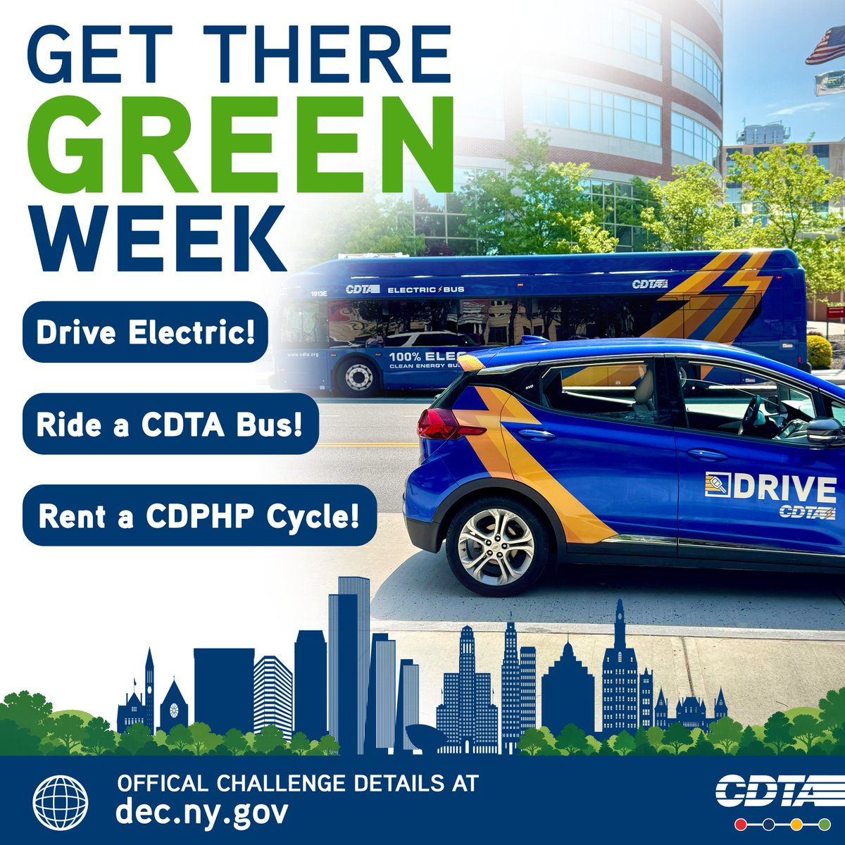 CDTA's tweet photo. 🌎 Get There Green Week kicks off this week — NYS DEC's sustainable travel challenge. Every CDTA or Cycle! ride counts. #HereToGetYouThere https://t.co/sl3USveP3C