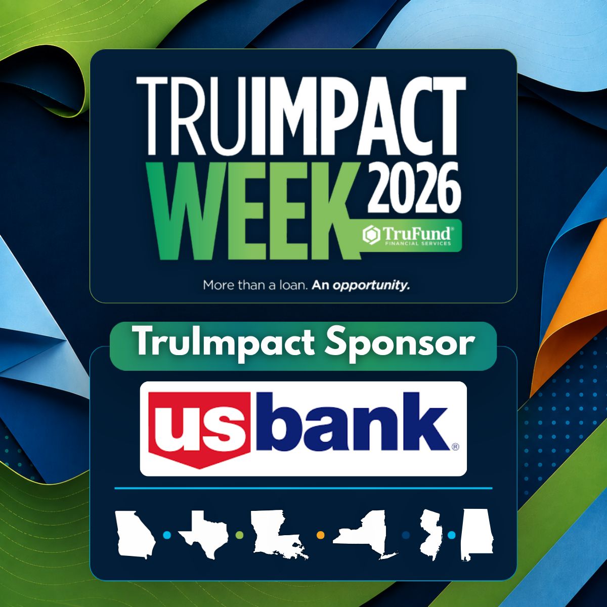 TruFundFinServ's tweet photo. We are proud to recognize US Bank as a Community Champion Sponsor of TruImpact Week 2026!
Reserve your seat: https://t.co/QwmZGcoci9
Interested in becoming a sponsor? Contact Kiaria Lipscomb at KLipscomb@trufund.org.
#TruImpactWeek #TruImpactAwards #TruFund #CommunityImpact https://t.co/7YULDhitY5