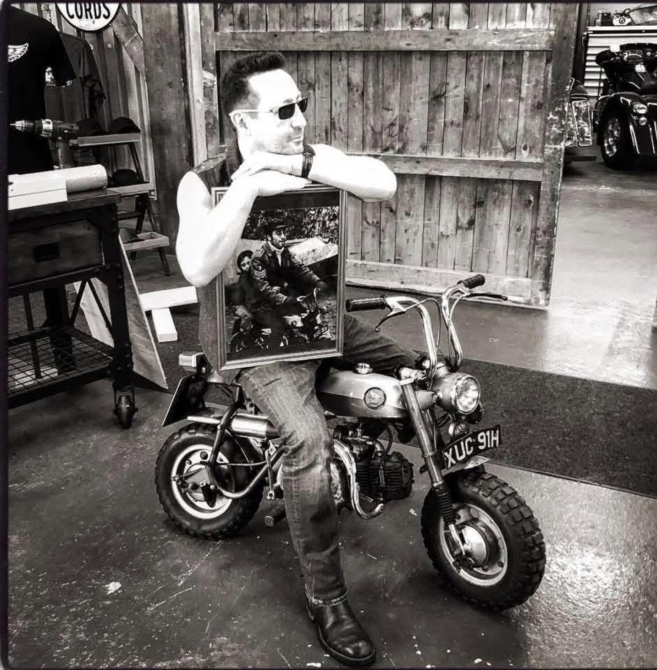 ceofjohnlennon's tweet photo. Julian Lennon posing on the same bike while holding this photo. ❤️ https://t.co/J7KFZRQ8m9