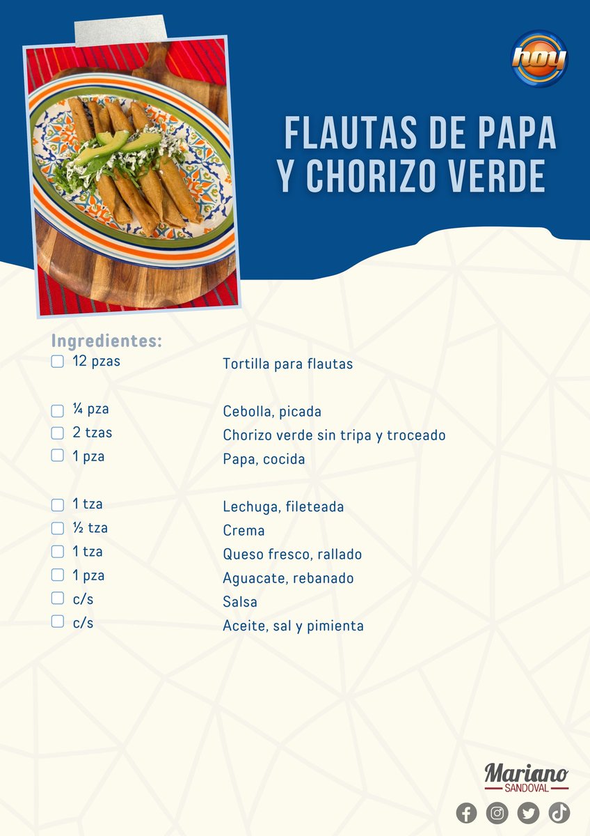 ChefMarianoS's tweet photo. Chavi, vayan preparando los ingredientes porque la receta de hoy es un #BelleZone del #SabroZone 🤩🤤 cocinamos: flautas de papa y chorizo verde https://t.co/gtqYpWvFX4