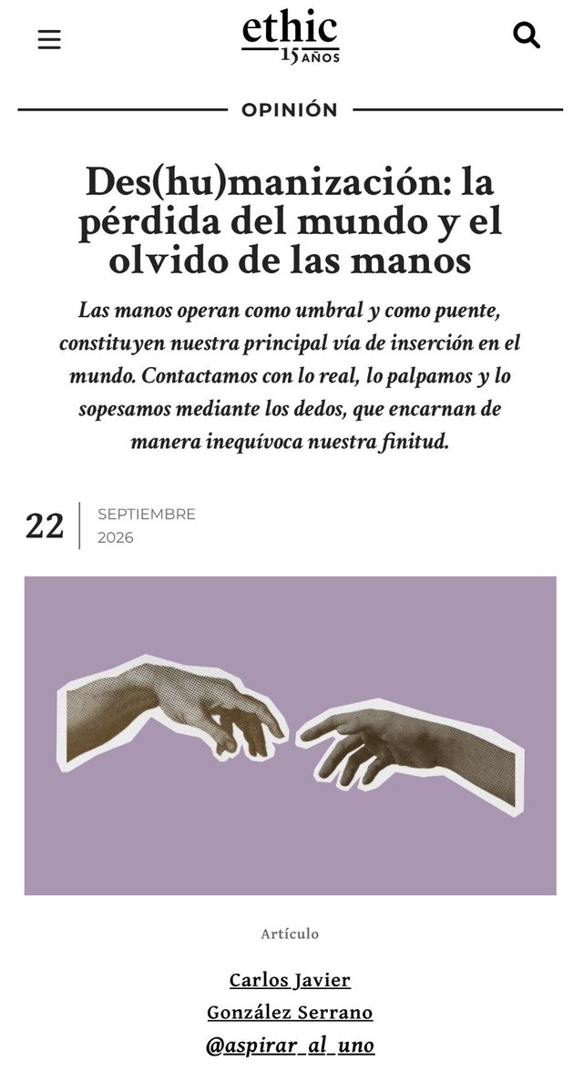 Aspirar_al_uno's tweet photo. Nos jugamos mucho en lo que tocan nuestras manos: abrir libros, sembrar la tierra, escribir con bolígrafo, encender la lumbre, abrazar a un amigo. La pantalla es un espejismo que nos desliga de la realidad. Recuperar nuestras manos es recuperar el mundo. https://t.co/dy8gqlkT28 https://t.co/o7Uxrv86ET