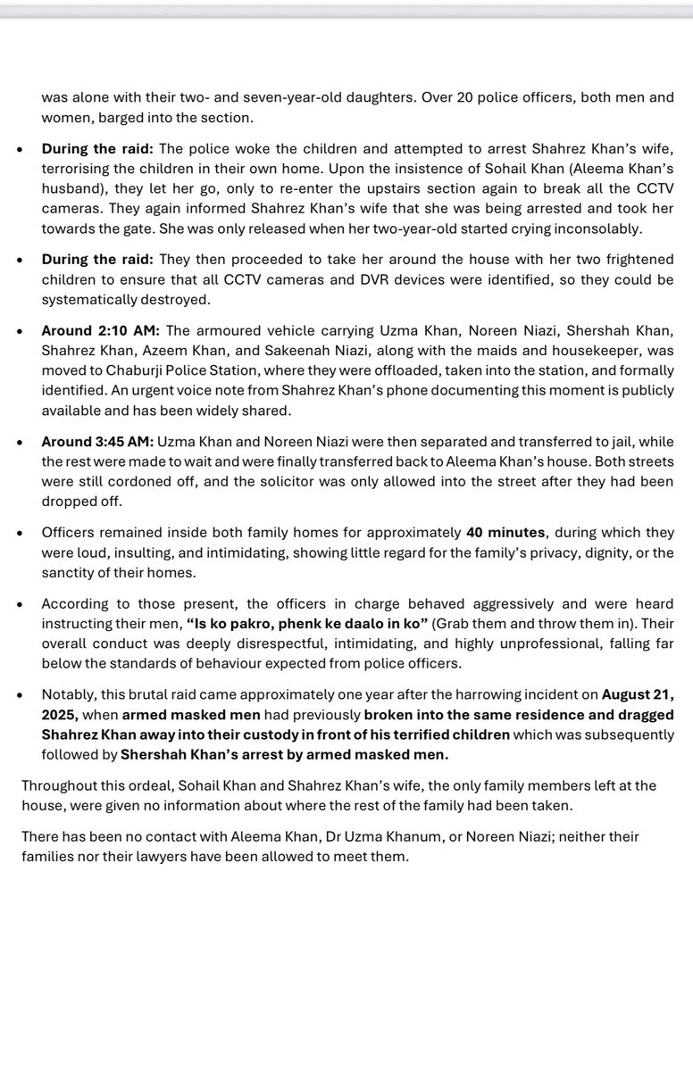 PTIofficial's tweet photo. Facts shared by Imran Khan’s family on the arrest of his sisters with chronology of events. 

#PakistanUnderFascism https://t.co/MBBKnFssf9