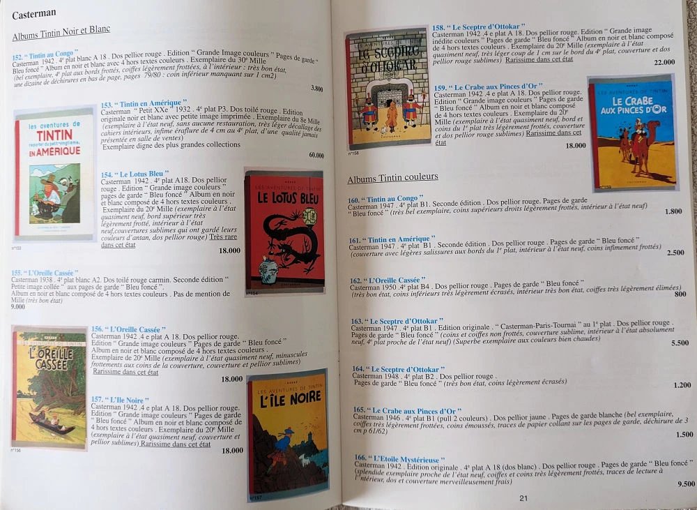 cybersfere's tweet photo. Nouveauté intéressante notamment pour les tintinophiles et amoureux de l'œuvre d'Hergé et de la bande dessinée franco-belge, ce catalogue datant de 1998, illustré et détaillé donnant une idée des cotes de l'époque, lesquelles se sont envolées pour Hergé.
https://t.co/Cz8di0Rr32 https://t.co/kSfcnUAVOi