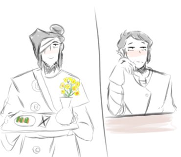 Dayflyp_p's tweet photo. Otro más del amor clandestino 🗣️
La única manera de que Kenji le de las flores sin generar malos entendidos es en el almuerzo y Gray no estáuy feliz que digamos, la moral pesa más cuando es en público. 

#SilentSamurai #KenjixGray https://t.co/jePxHpSnf4