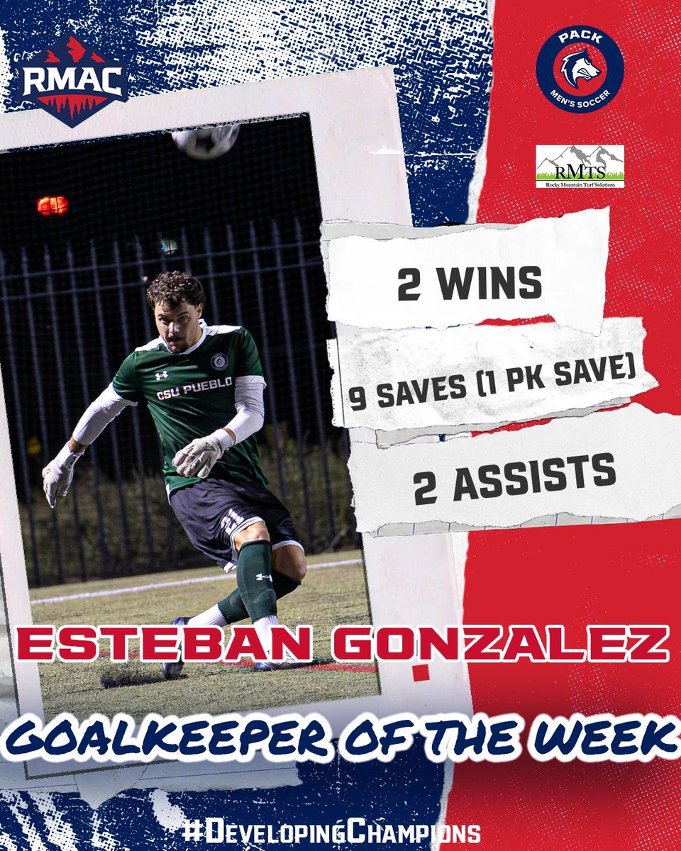csupmsoccer's tweet photo. 🌶🔥 Pueblo Chile isn't the only thing roasting in the Steel City‼️

@csupmsoccer is RED HOT, and Nick Cenek and Esteban Gonzalez have the hardware to prove it.

⚽️ Cenek — Offensive Player of the Week
🧤 Gonzalez — Goalkeeper of the Week

✍️ https://t.co/lrjVKvLqsh

#ThePackWay https://t.co/aHoC1ahrcN