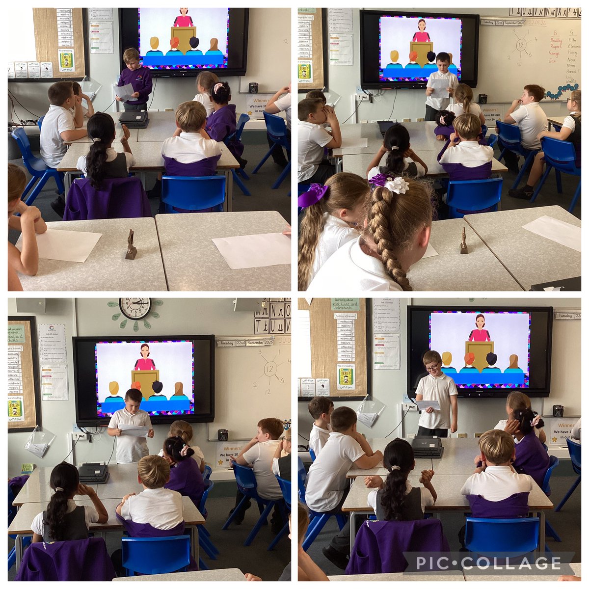 SpringwellYear4's tweet photo. Our brave and confident 4B School Council candidates giving their speeches in class today 🗣️ @Springwellpark_ https://t.co/PTfOCHRf1b