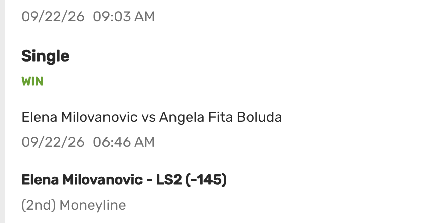 ReturnOfTheBigA's tweet photo. 3U live Elena Milovanovic 2nd set -145 ✅ 

15 likes I'll drop a can't lose POTD as I cash the easiest live bet you'll ever see in your life, in a competitive WTA match being up 6-5 with Fita Boluda serving to stay in the set -145 was a gift

That's 2-0 today live betting https://t.co/Cf1NHikdfj