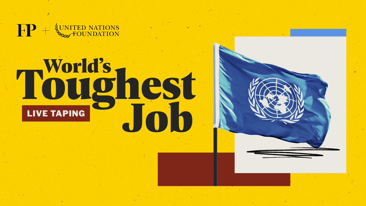 unfoundation's tweet photo. Starting now! 

LIVE from New York: "World's Toughest Job," co-produced by the UN Foundation and @ForeignPolicy. 

The conversation explores what the 10th UN Secretary-General should do in their first 100 days...and beyond: https://t.co/DO6MbYkyG1 https://t.co/mc4aCVJo6C