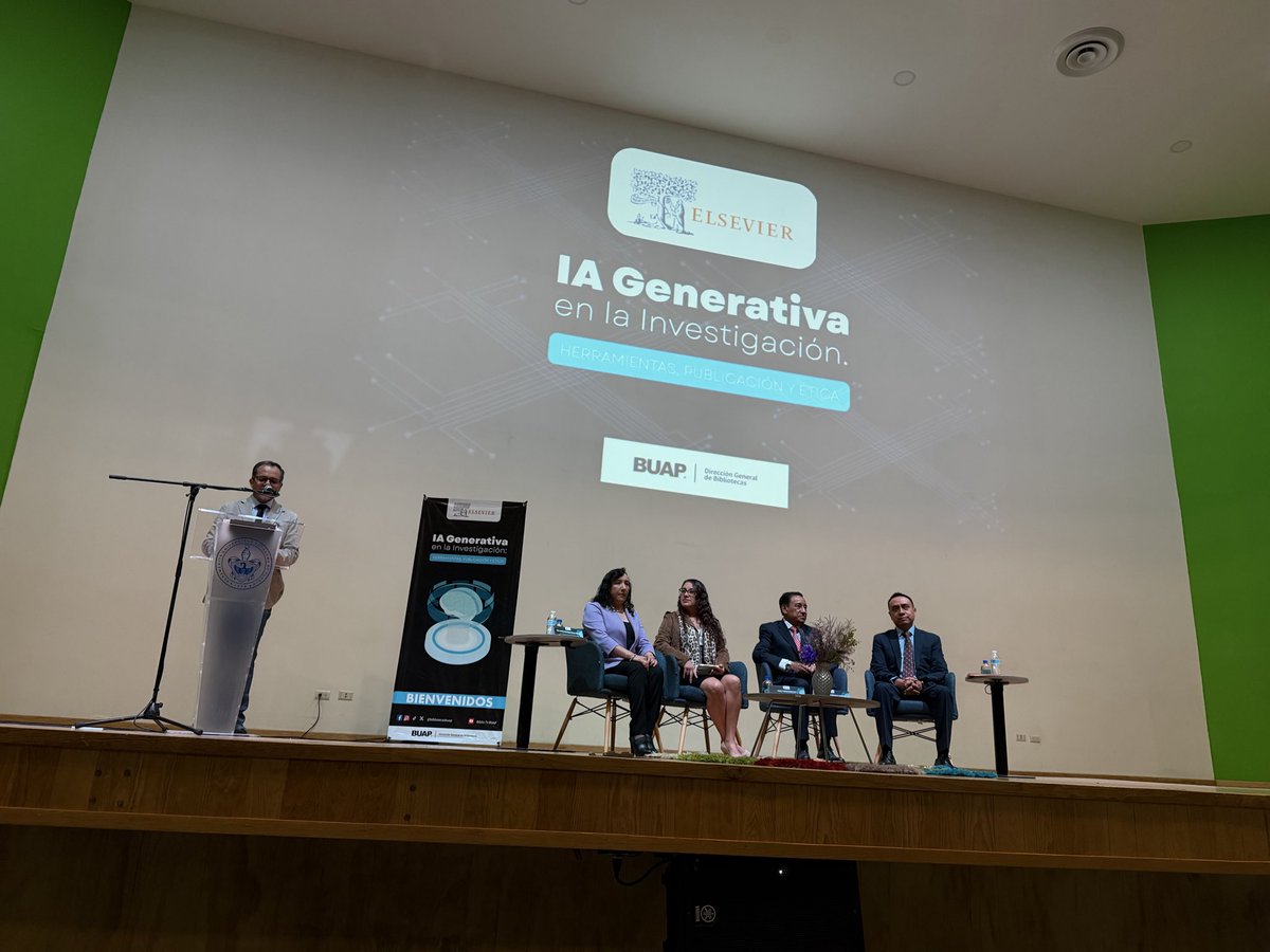 MgBranding's tweet photo. Acaba de arrancar en la @BUAPoficial el encuentro “IA Generativa en la Investigación: Herramientas, Publicación y Ética”, organizado con @ElsevierConnect

Un espacio para reflexionar sobre cómo la #IA está transformando la investigación científica: sus herramientas, oportunidades, retos y dilemas éticos.

Hoy participaré en el panel “IA en la academia: experiencias, oportunidades y retos para la investigación”.

#IA #Investigación #IAResponsable #BUAP #Elsevier