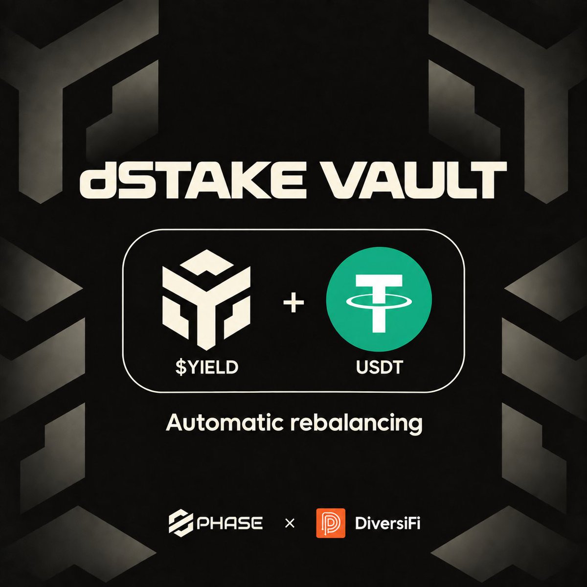 phase_'s tweet photo. $YIELD is now on @useDiversiFi.

The dSTAKE Vault pairs our liquid staking token with USDT, combining staking rewards on the YIELD allocation with automatic rebalancing between the two assets.

Another way to put your YIELD to work. https://t.co/nRMl4L2YsJ