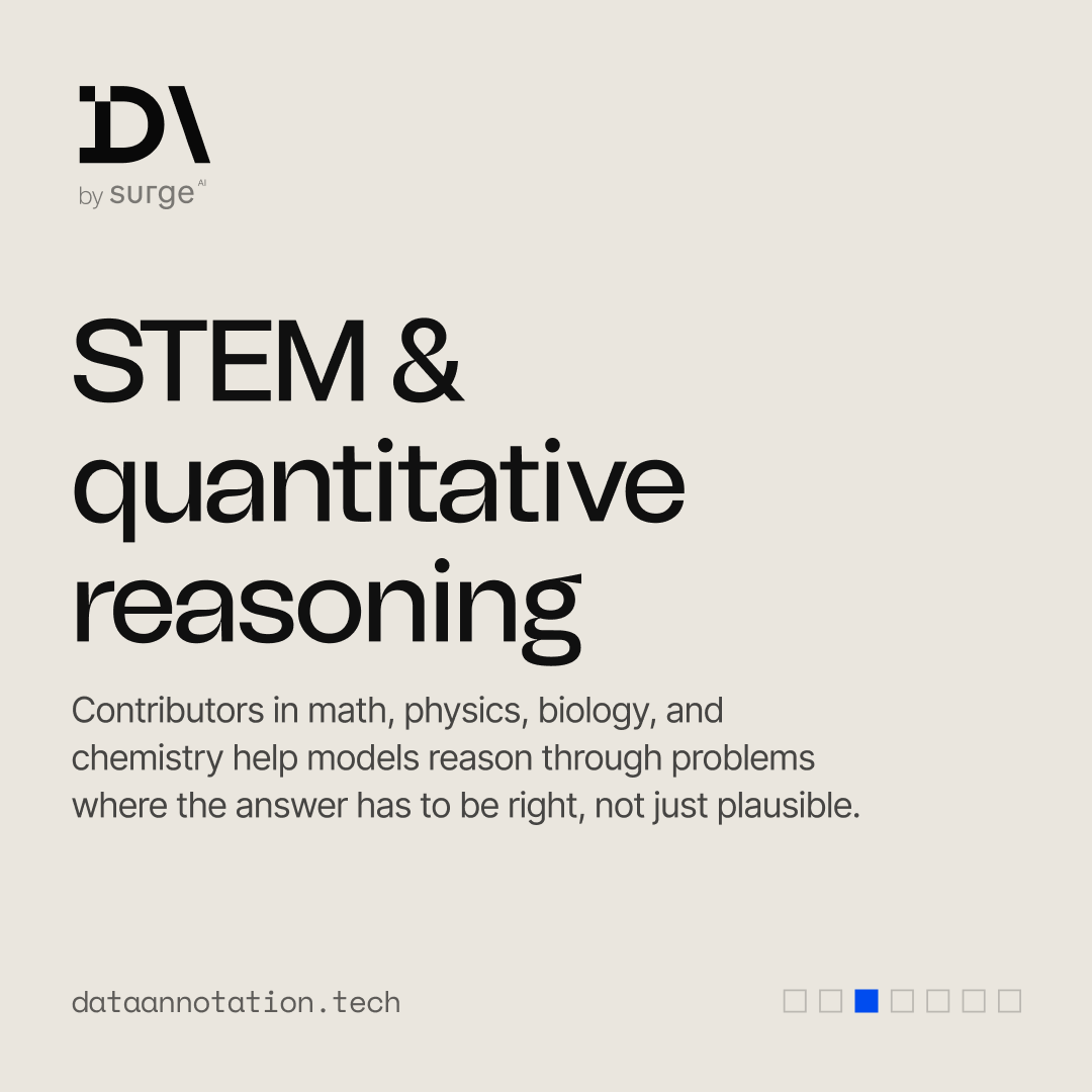 Data_Annotation's tweet photo. AI models are only as good as the expertise behind them.

See which fields are in demand right now on DataAnnotation.

Apply now: https://t.co/JlpiRm2voP https://t.co/1J8Ag9Be08