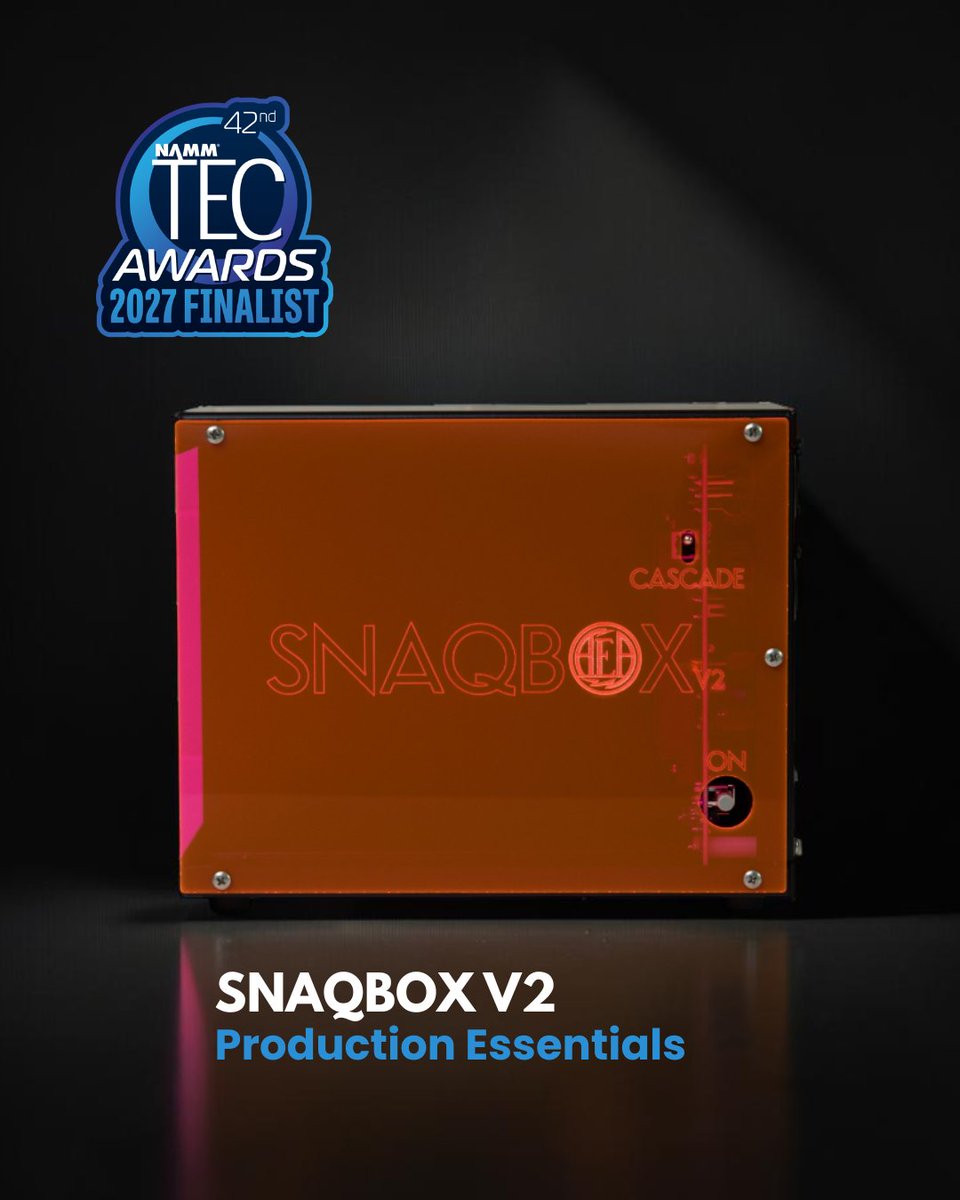 ribbonmics's tweet photo. The SNAQBOX V2 500 Series Chassis has been nominated for a 2027 @NAMM TEC Award in the Production Essentials category. 🎉
We’re proud to see it recognized and grateful to everyone who continues to support AEA.
#TECAwards #NAMMShow https://t.co/9atsiHl0Ks