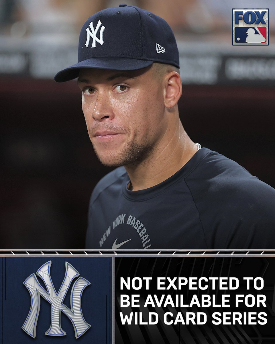 MLBONFOX's tweet photo. Yankees Manager Aaron Boone said today that the team is not planning on Aaron Judge being available for the Wild Card series. https://t.co/1ecutsoJrt
