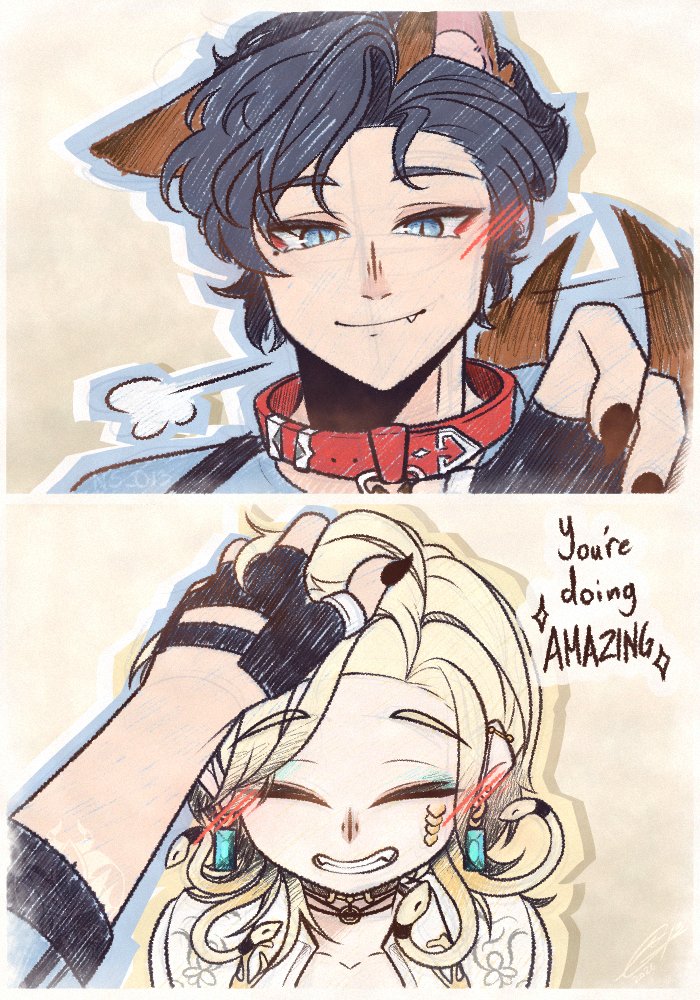 NSpirit013's tweet photo. Big brother with his little brother 🐶🐍
#Caevas #Aurtistry 

[Got inspired by Cae's comment about seeing Aurel as his little brother so yeah- heres a quick drawing haha] https://t.co/sO6GQgsWNl